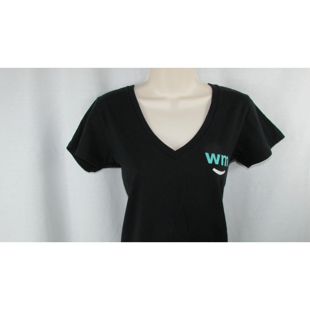 Weedmaps black V-Neck t shirt top tee women L Large top Cannabis Marijuana WM